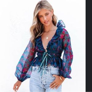 Mon Amour Floral Organza Blouse